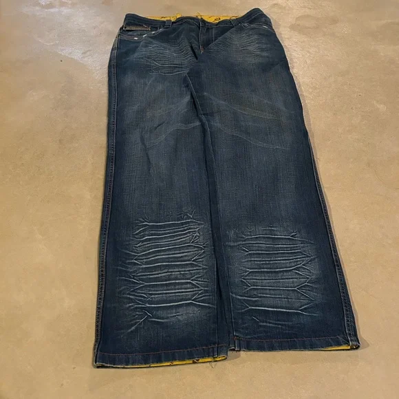 JNCO TRIPPNYC style jeans. Super baggy fit with embroidery and patches on pocket